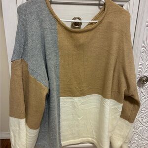 Amazon Crewneck Sweater in Tan, Gray & Cream